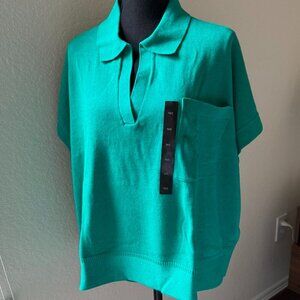 NWT BANANA REPUBLIC Oversized Johnny-Collar Green Sweater Women's Size M/L